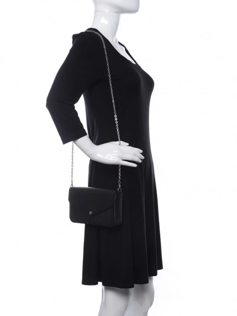 Authentic LOUIS VUITTON Epi Felicie Crossbody Bag Black